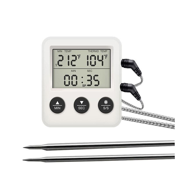 

Термометр с выносным щупом двоканальный на 2 выносных щупа Digital Cooking Thermometr (Timer) TR-2