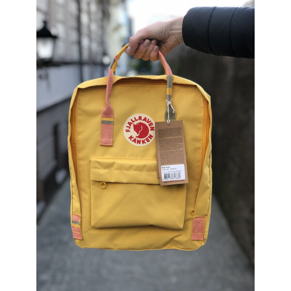 

Рюкзак городской Fjallraven Kanken Classic Handles 16 л Желтый с полосатой ручкой (D1933)