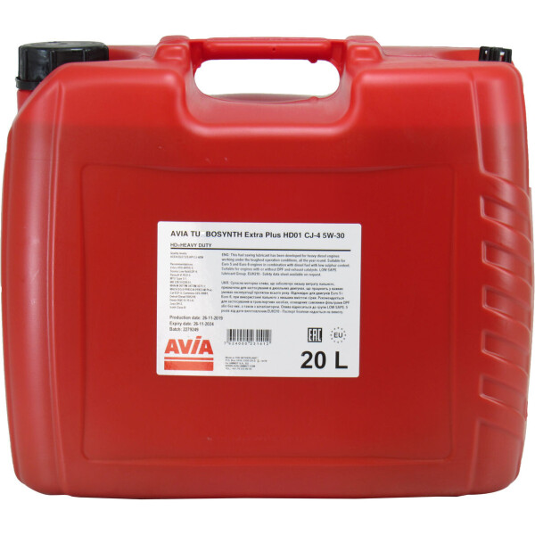 

Моторное масло бензин, дизель 5W-30 (AVIA) TURBOSYNTH Extra HD01 20л.