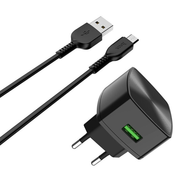 

Сетевое зарядное устройство Hoco C70A QC3.0 1USB/3A +microUSB черный (20053100173)