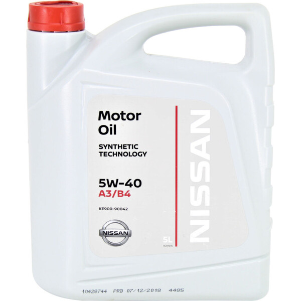 

Моторное масло бензин, дизель 5W-40 (Nissan Original) А3/B4 5л.