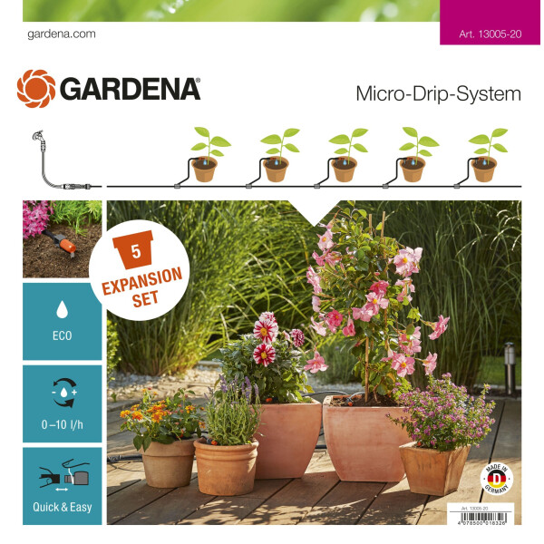 

Комплект для расширения микрокапельного полива Gardena Micro-Drip-System на 5 горшков (13005-20)