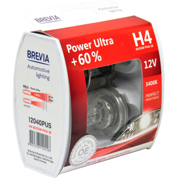 

Лампочка галогенная H4 P43t 12V-60 / 55Вт (Brevia) 60 (Power Ultra) (кт. 2шт.) 12040PUS