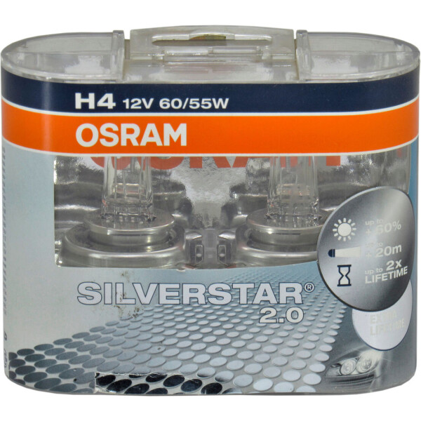 

Лампочка галогенная H4 P43t 12V-60 / 55Вт (Osram) 60 (Silverstar) (кт. 2шт.) 64193SV2