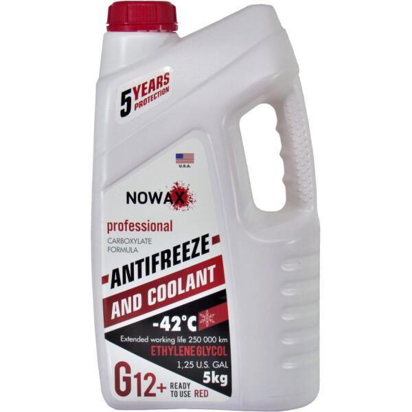 

Тосол антифриз красный -42 (Nowax) G-12 + 5кг. NX05001