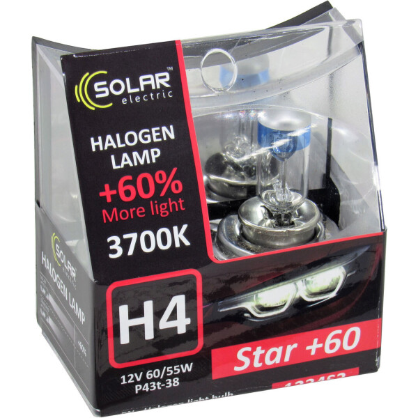 

Лампочка галогенная H4 P43t 12V-60/55Вт (Solar) 3700K (Starlight) 60 (кт. 2шт) 1234S2