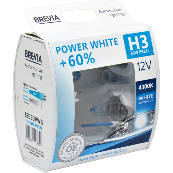 

Лампочка галогенная H3 PK22s 12V-55Вт (Brevia) 60 4300К (Power White) 12030PWS