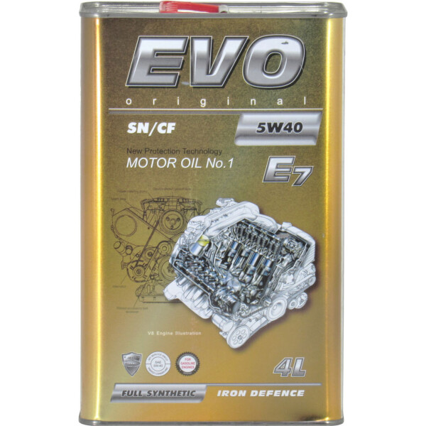 

Моторное масло бензин, дизель 5W-40 (EVO) E7 4л. E7 4L 5W-40