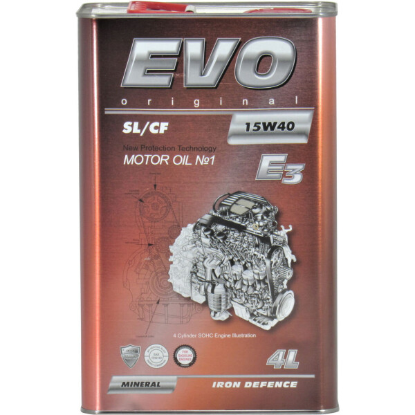 

Моторное масло бензин, дизель 15W-40 (EVO) E3 SL/CF 4л. E3 4L 15W-40
