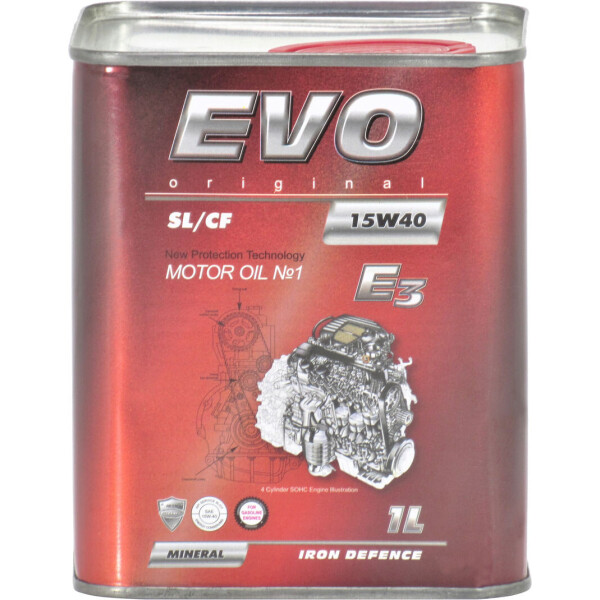

Моторное масло бензин, дизель 15W-40 (EVO) E3 SL/CF 1л. E3 1L 15W-40