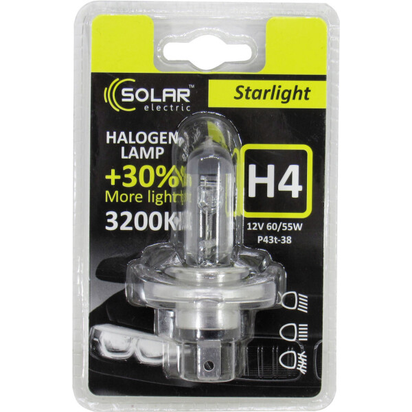 

Лампочка галогенная H4 P43t 12V-60/55Вт (Solar) +30 (Starlight) 1204B1