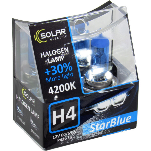 

Лампочка галогенная H4 P43t 12V-60/55Вт (Solar) 4200K (Star Blue) (кт. 2шт) 1244S2