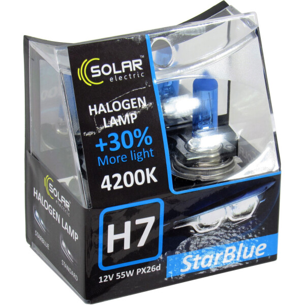 

Лампочка галогенная H7 PX26d 12V-55Вт (Solar) 4200K (Star Blue) (кт. 2шт) 1247S2