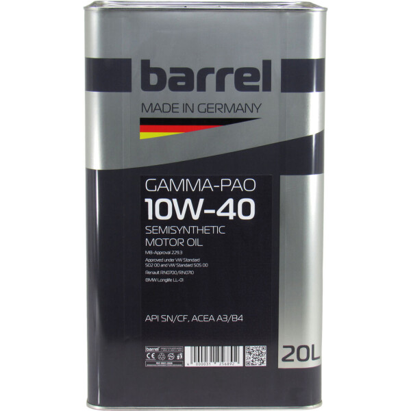 

Моторное масло бензин, дизель 10W-40 (Barrel) Gamma-Pao 20л.
