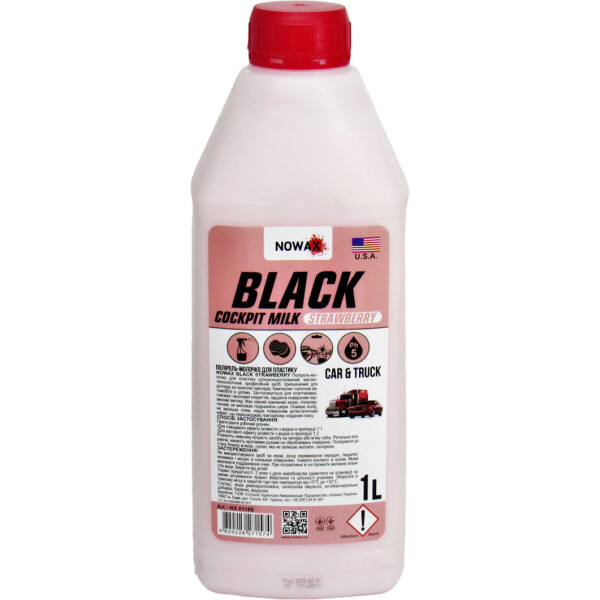 

Полироль молочко для пластика (Nowax) Black Cockpit Milk Strawberry 1л. (концентрат) NX01188