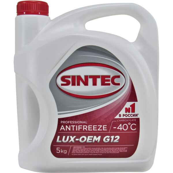 

Тосол антифриз красный -40 (Sintec) G-12 5кг. 614500