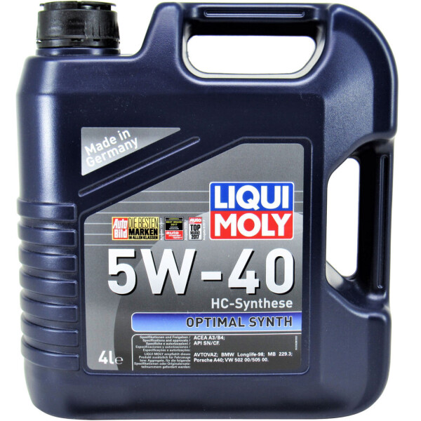 

Моторное масло бензин, дизель 5W-40 (Liqui Moly) Optimal Synth 4л. 3926