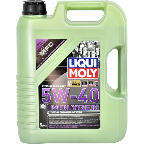 

Моторное масло бензин, дизель 5W-40 (Liqui Moly) Molygen New Generation 5л. 9055