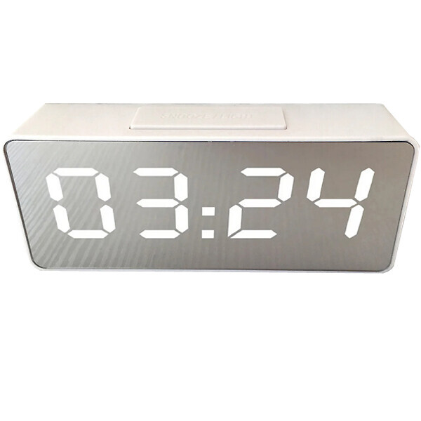 

Настольные часы VST-886Y-3 Led с зеркальным дисплеем светодиодные с термометром и будильником USB 15,5см Белые (20053100198)