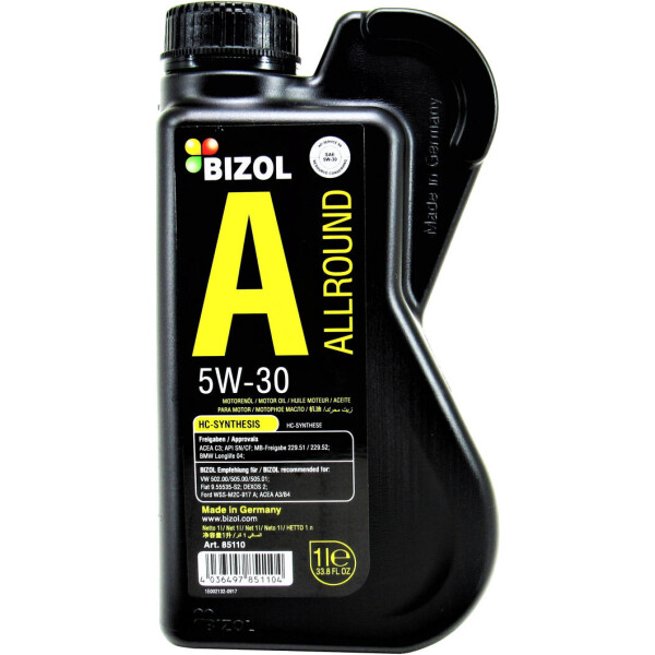 

Моторное масло бензин, дизель 5W-30 (Bizol) Allround 1л. B85110
