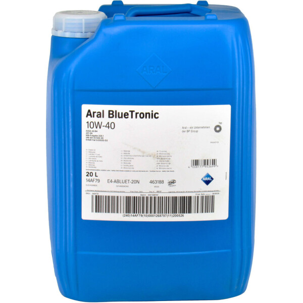 

Моторное масло бензин, дизель 10W-40 (Aral) BlueTronic 20л. 10487
