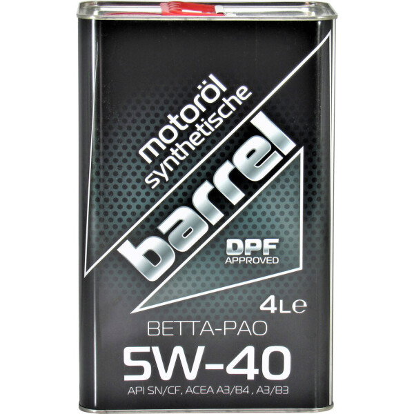 

Моторное масло бензин, дизель 5W-40 (Barrel) Betta-Pao 4л.
