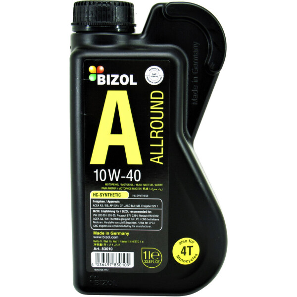 

Моторное масло бензин, дизель 10W-40 (Bizol) Allround 1л. B83010