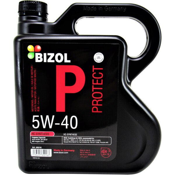 

Моторное масло бензин, дизель 5W-40 (Bizol) Protect 4л. B85216