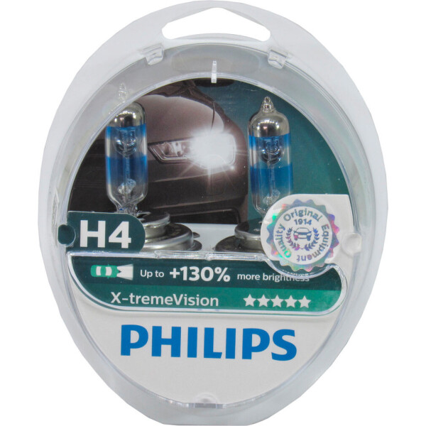 

Лампочка галогенная H4 P43t 12V-60 / 55Вт (Philips) +130 (X-treme Vision) (кт. 2шт.) 12342XV+S2