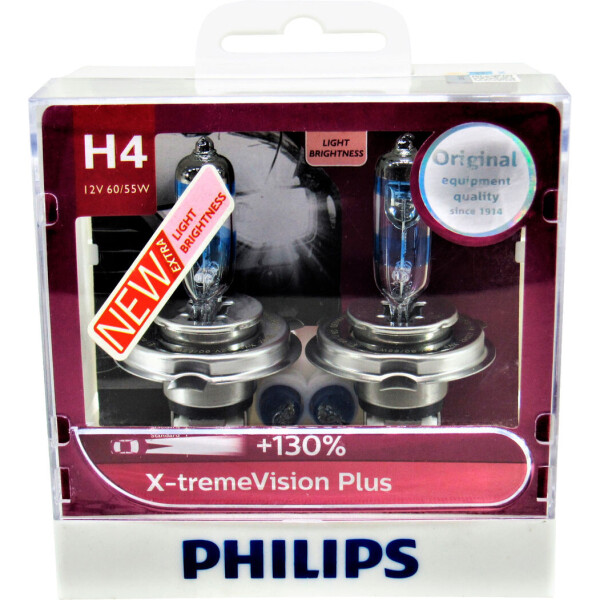 

Лампочка галогенная H4 P43t 12V-60 / 55Вт (Philips копия) +130 (X-treme Vision) (кт. 2шт.) 12342XV+S2