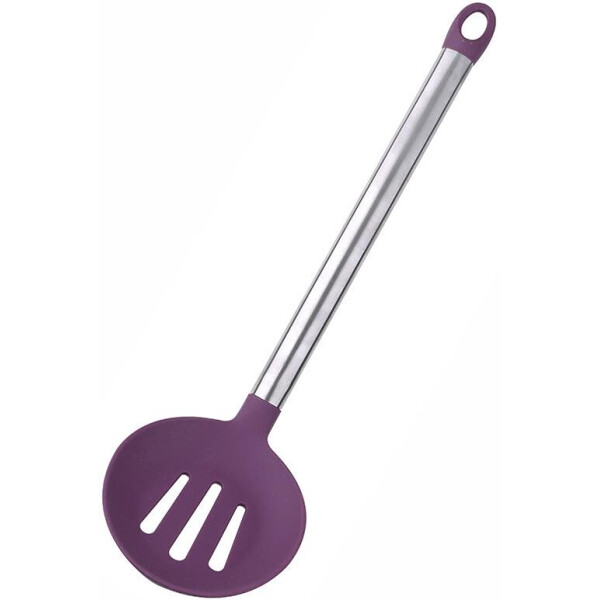 

Шумовка широкая Flex Kitchen 35см силиконовая со стальной ручкой, фиолетовая Bergner BG-3363-PU