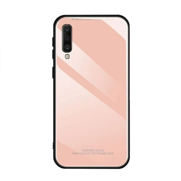 

Силиконовый со Стеклянной крышкой для Samsung Galaxy A7 (2018) / A750 цвет Розовый (062107)