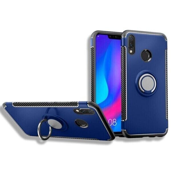

Противоударный чехол с кольцом для Huawei P Smart Plus цвет Синий (011706)