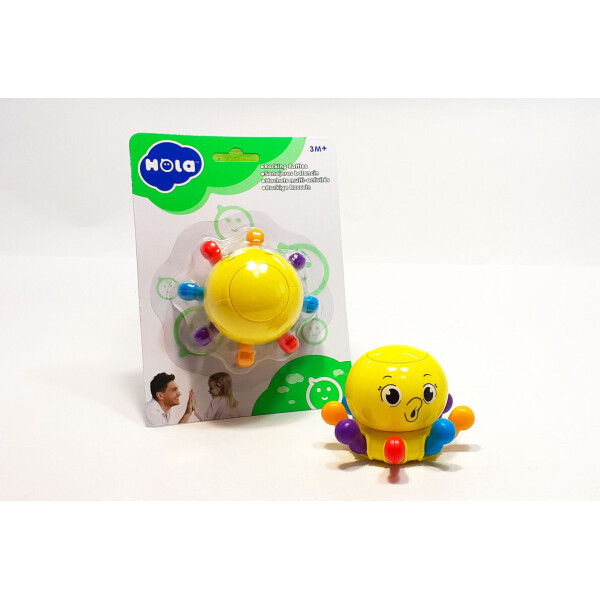 

Погремушка в виде осьминога с пищалкой и подвижными щупальцами, Hola Toys, разноцветная.