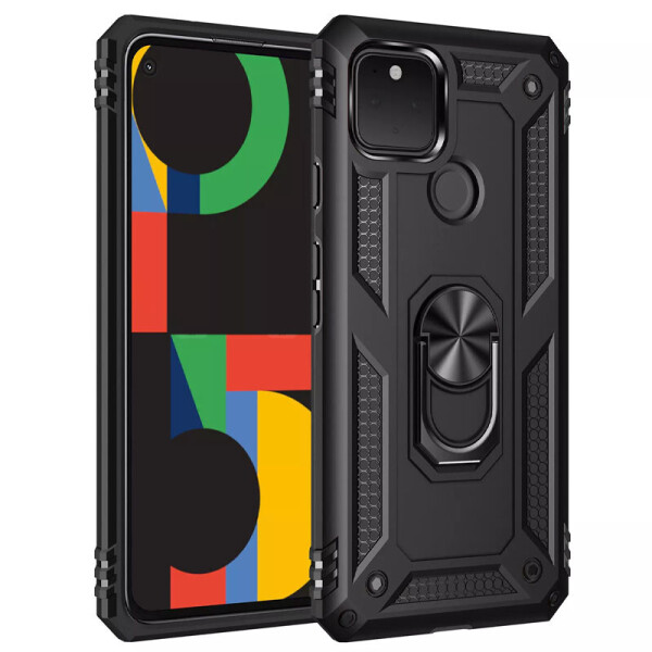 

Ударопрочный чехол Serge Ring магнитный держатель для Google Pixel 5 (Черный) (1066057)