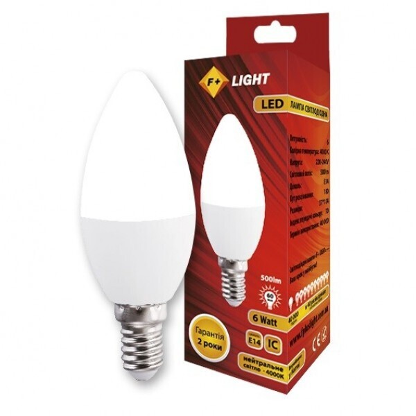 

Лампа светодиодная F-plus C37B 6W 4000K E14 IC (C37B-6W-4000K-E14-IC)