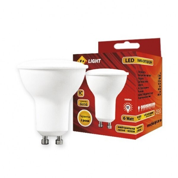 

Лампа светодиодная F-plus GU10 6W 4000K 230V IC (GU10-6W-4000K-230V-IC)