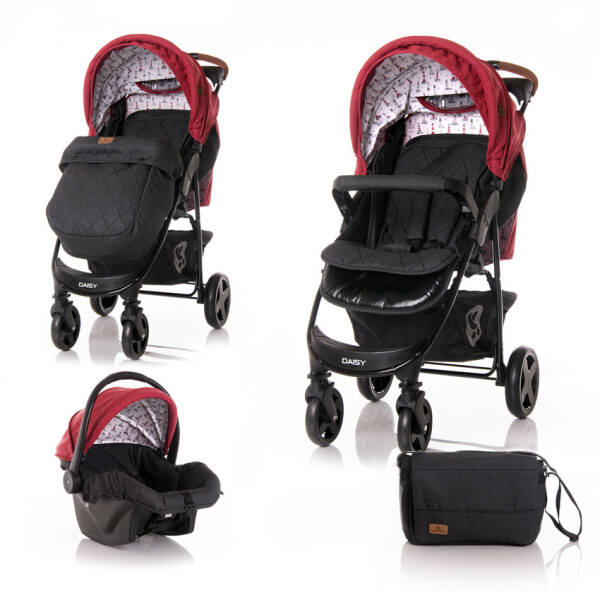

Прогулочная коляска + автокресло Lorelli Daisy Set Черно-красный