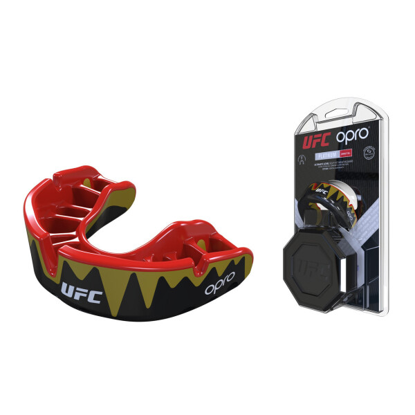 

Капа боксерская OPRO Platinum UFC Hologram Fangz-Black Metal/Red (2986)
