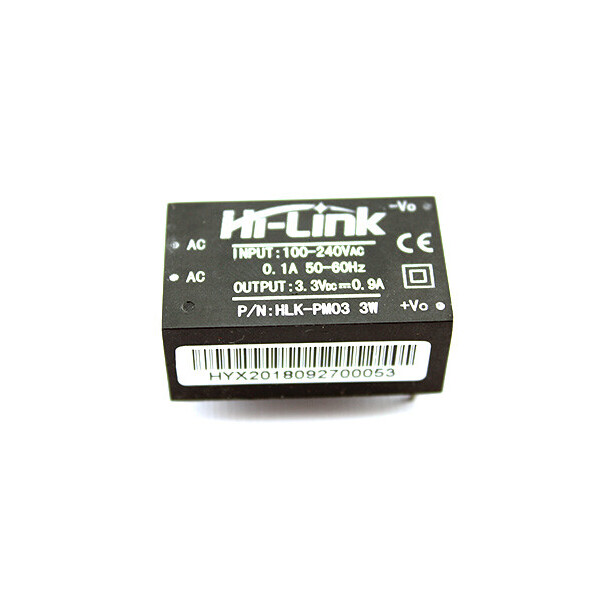 

Преобразователь напряжения компактный Hi-Link AC-DC 220В-3.3В 0.9А HLK-PM03