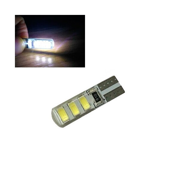 

2х LED T10 W5W лампа в автомобиль, 6 SMD 5630 5730 с обманкой, в силиконе