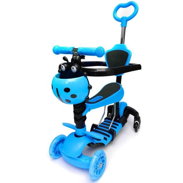 

Детский Самокат С Бортиком Scooter Божья Коровка Синий (s6112)
