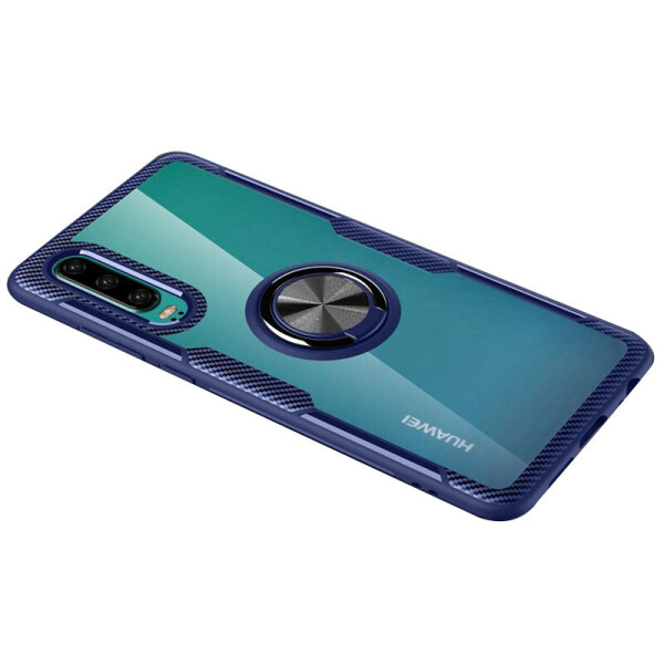 

Противоударный Защитный Термополиуретановый Чехол - Накладка с Магнитным Кольцом - Держателем Deen CrystalRing for Magnet (opp) для Huawei P30 Поликарбонатный / с Функцией Подставки / Бесцветный / Синий