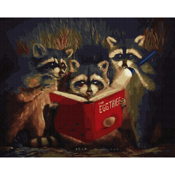 

Картина по номерам. Rainbow Art Еноты с книгой GX31583-RA