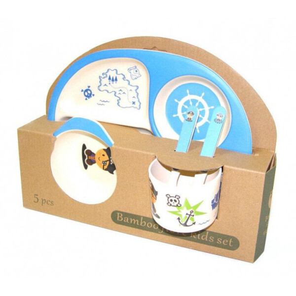 

Набор детской бамбуковой посуды Eco Bamboo fibre kids set 5 предметов N02331 синий