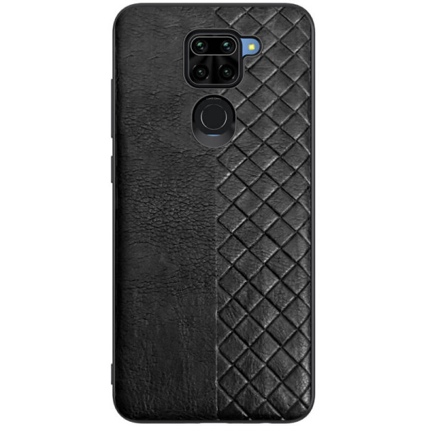 

Противоударный Защитный Кожаный Чехол - Накладка Epik WeaveSide PU для Xiaomi Redmi Note 9 / Redmi 10X Термополиуретановый / с Плетением / Черный