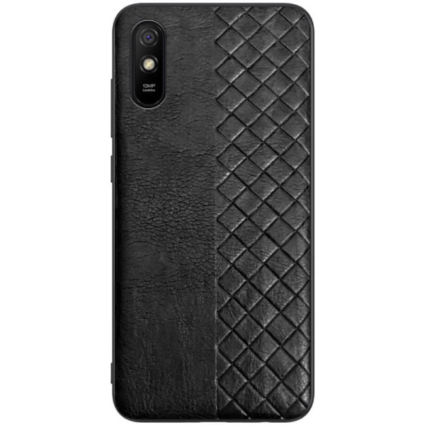 

Противоударный Защитный Кожаный Чехол - Накладка Epik WeaveSide PU для Xiaomi Redmi 9A Термополиуретановый / с Плетением / Черный