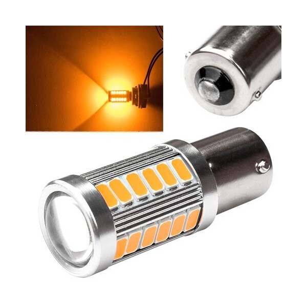 

LED 1156 BA15S P21W лампа в автомобиль, 33 SMD, желтая