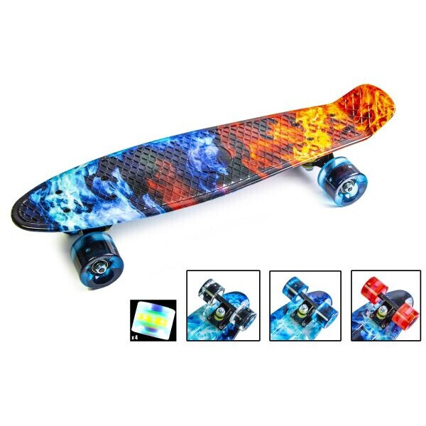

Пенни Борд Penny Board Принт 22 Светящиеся Колеса Огонь и Лед 54 см (zpl103)