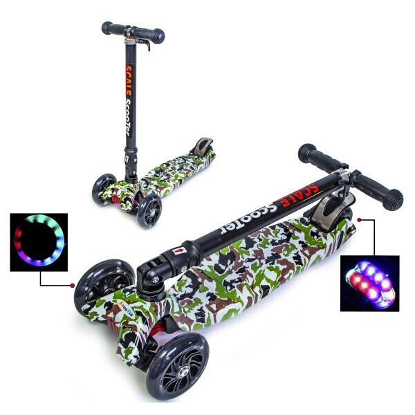 

Детский Трехколесный самокат Scooter MAXI PRINT Складаная ручка Камуфляж (sc229)